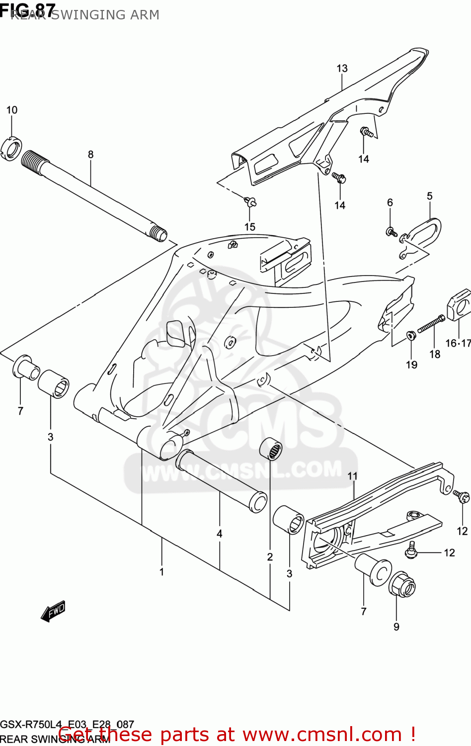 REAR SWINGING ARM GSXR750 2014 (L4) USA (E03)
