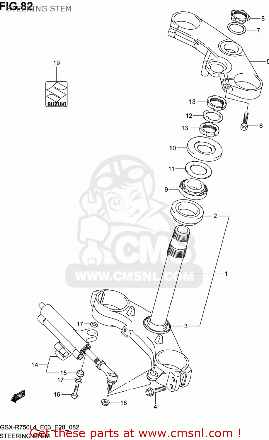 STEERING STEM GSXR750 2014 (L4) USA (E03)