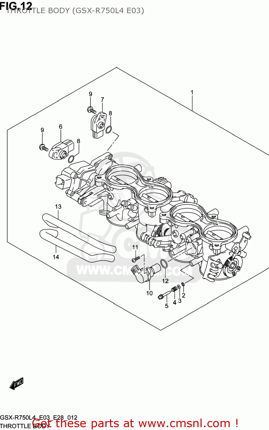 THROTTLE BODY (GSX-R750L4 E03) GSXR750 2014 (L4) USA (E03)