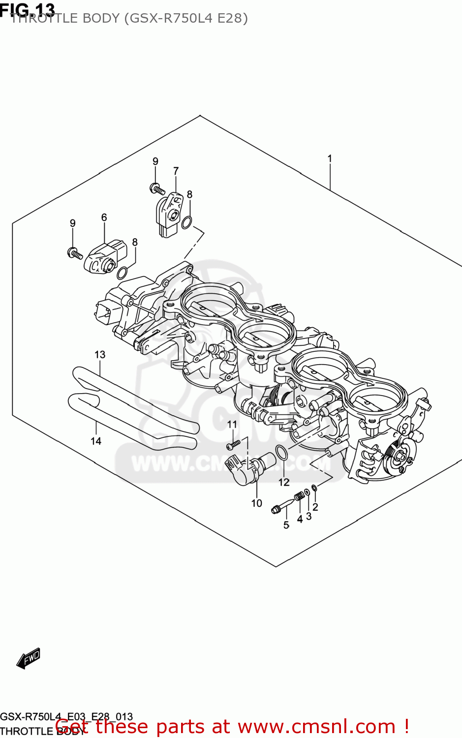 THROTTLE BODY (GSX-R750L4 E28) GSXR750 2014 (L4) USA (E03)