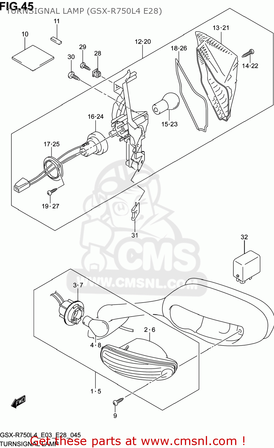 TURNSIGNAL LAMP (GSX-R750L4 E28) GSXR750 2014 (L4) USA (E03)