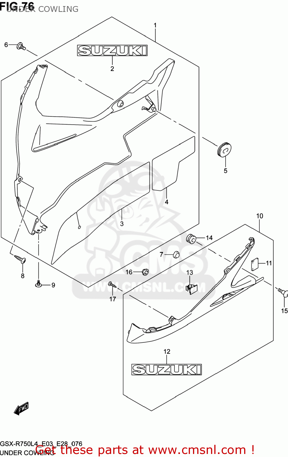 UNDER COWLING GSXR750 2014 (L4) USA (E03)