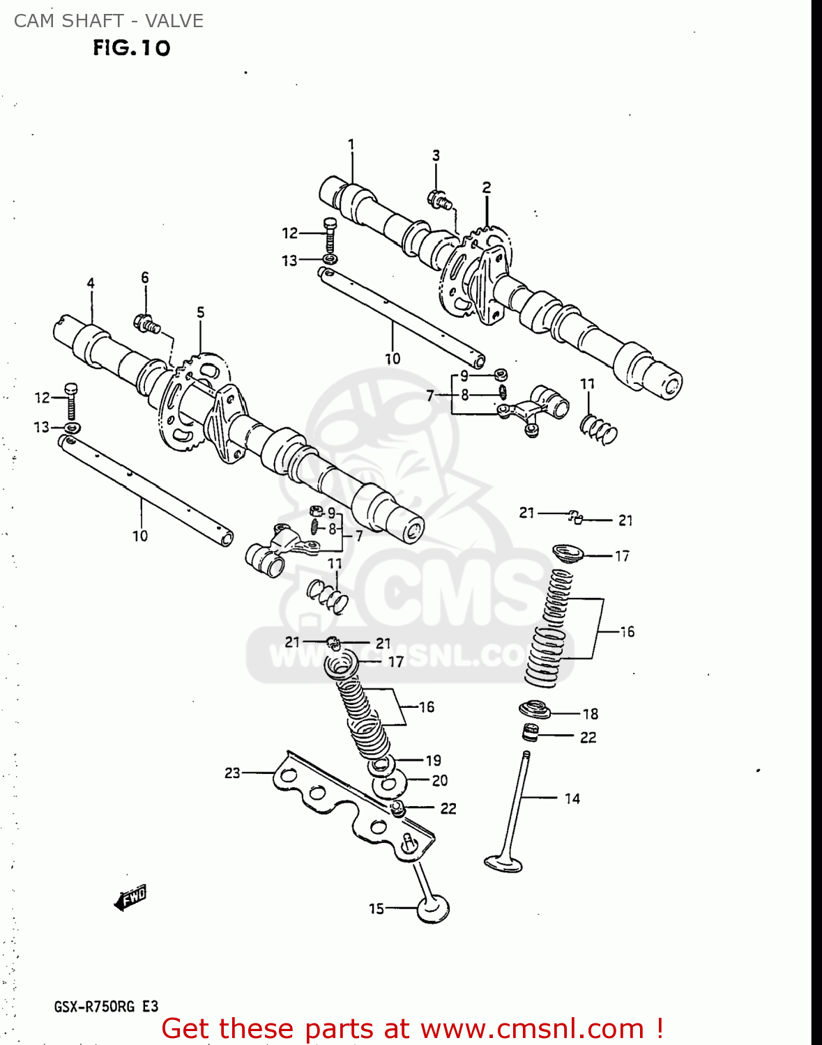 CAM SHAFT - VALVE GSXR750R 1986 (G) USA (E03)
