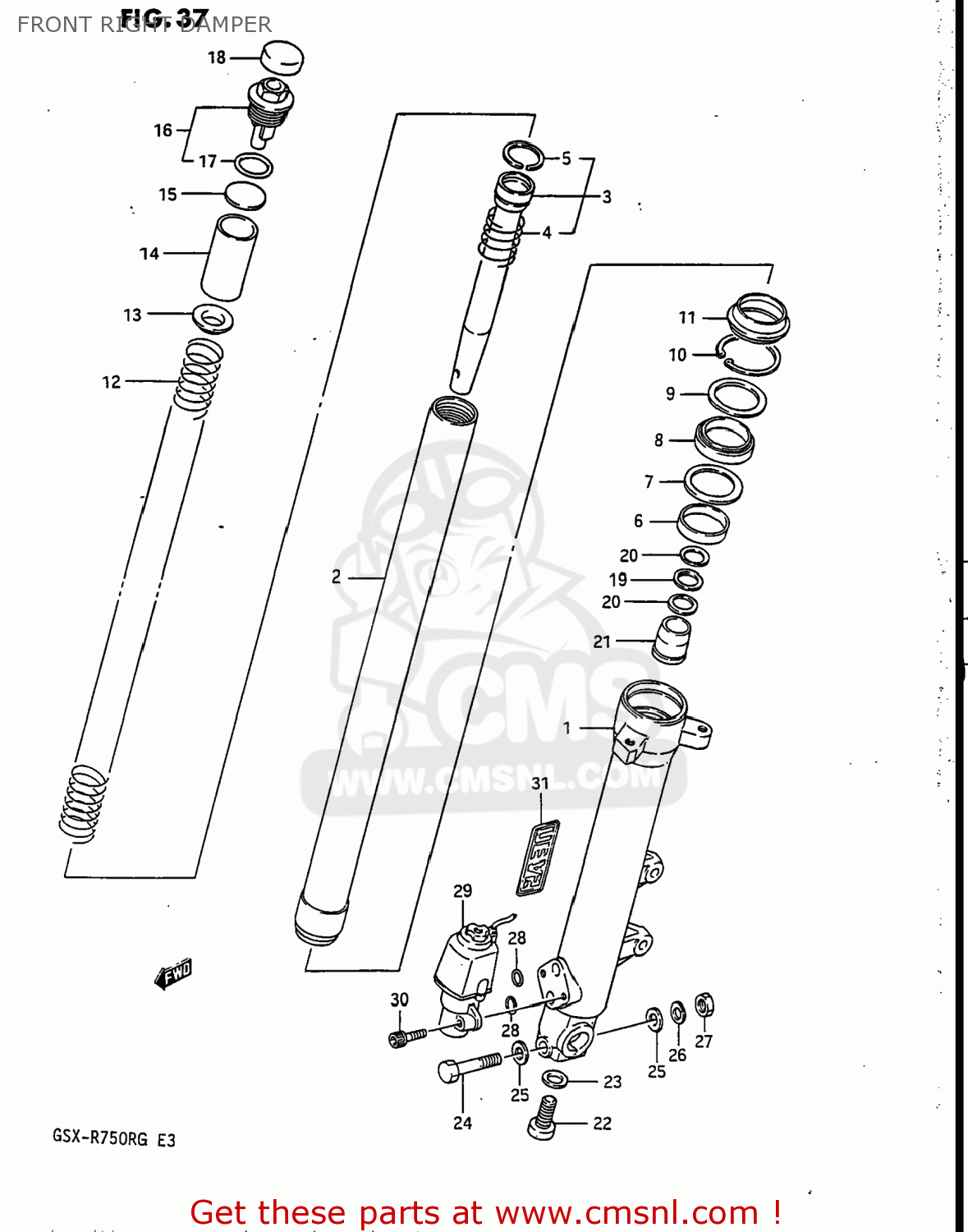 FRONT RIGHT DAMPER GSXR750R 1986 (G) USA (E03)