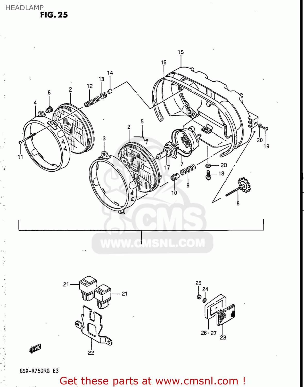 HEADLAMP GSXR750R 1986 (G) USA (E03)