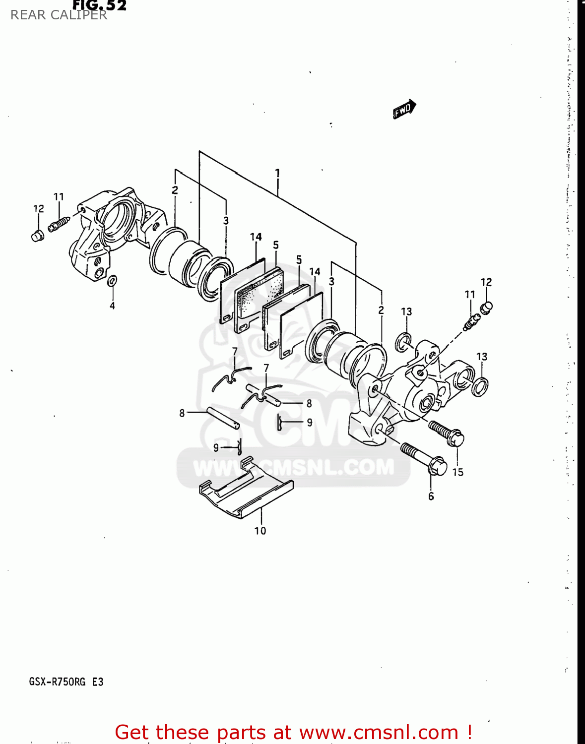REAR CALIPER GSXR750R 1986 (G) USA (E03)