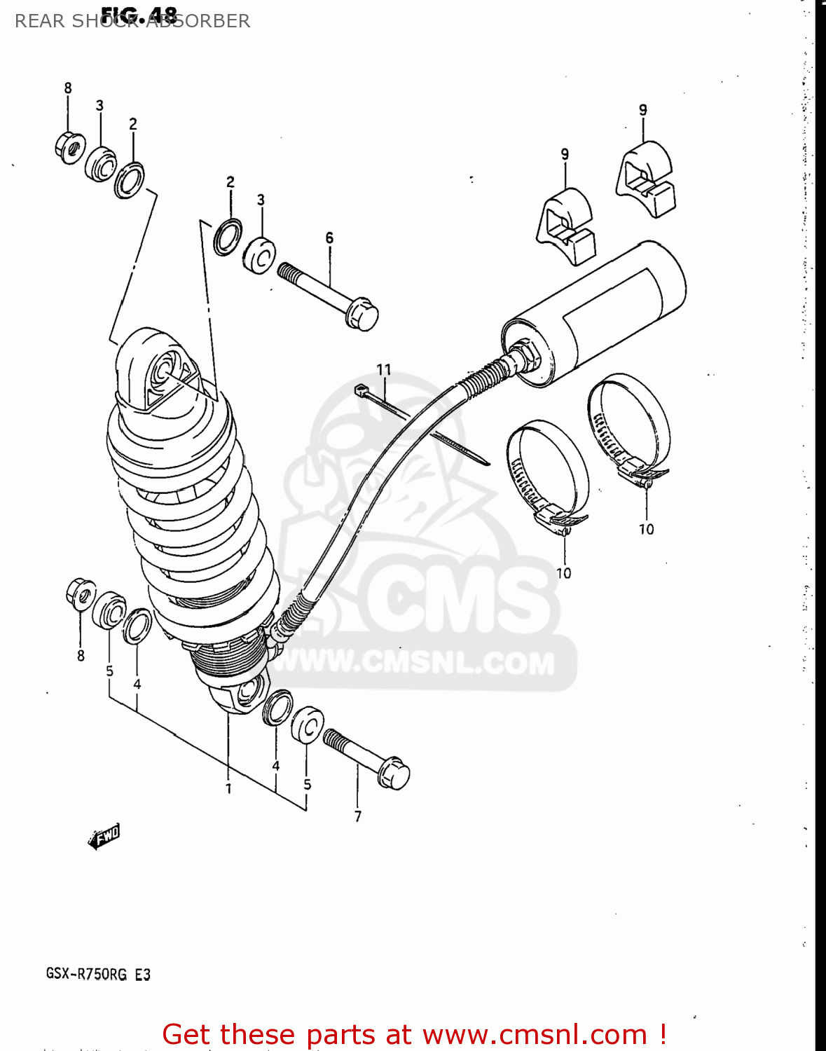 REAR SHOCK ABSORBER GSXR750R 1986 (G) USA (E03)