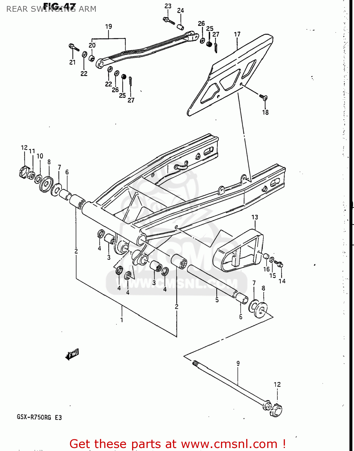 REAR SWINGING ARM GSXR750R 1986 (G) USA (E03)