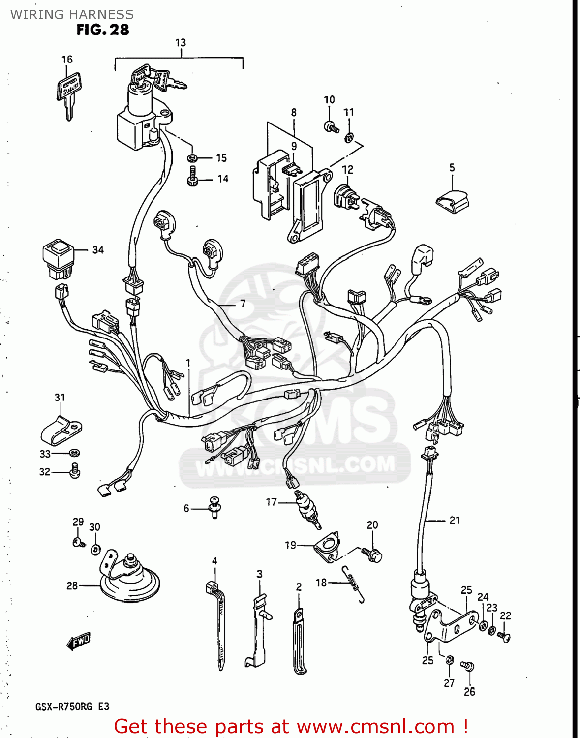 WIRING HARNESS GSXR750R 1986 (G) USA (E03)
