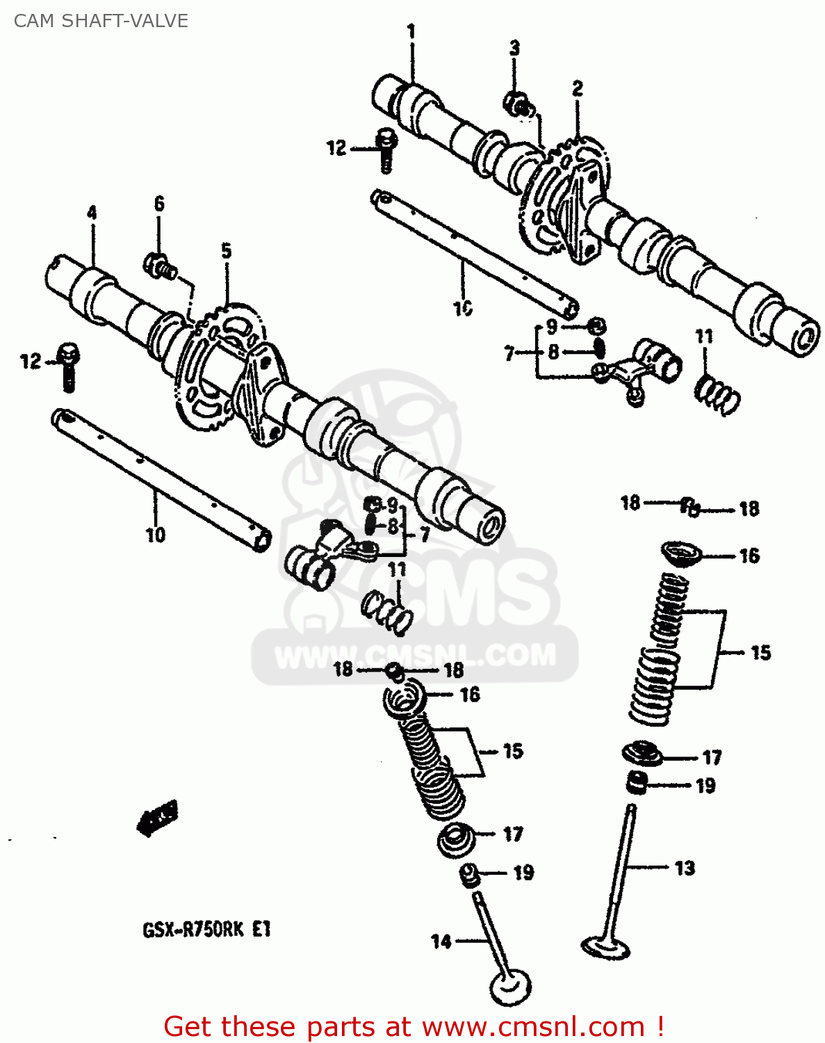 CAM SHAFT-VALVE GSXR750R 1989 (K) (E01 E02 E04 E22)