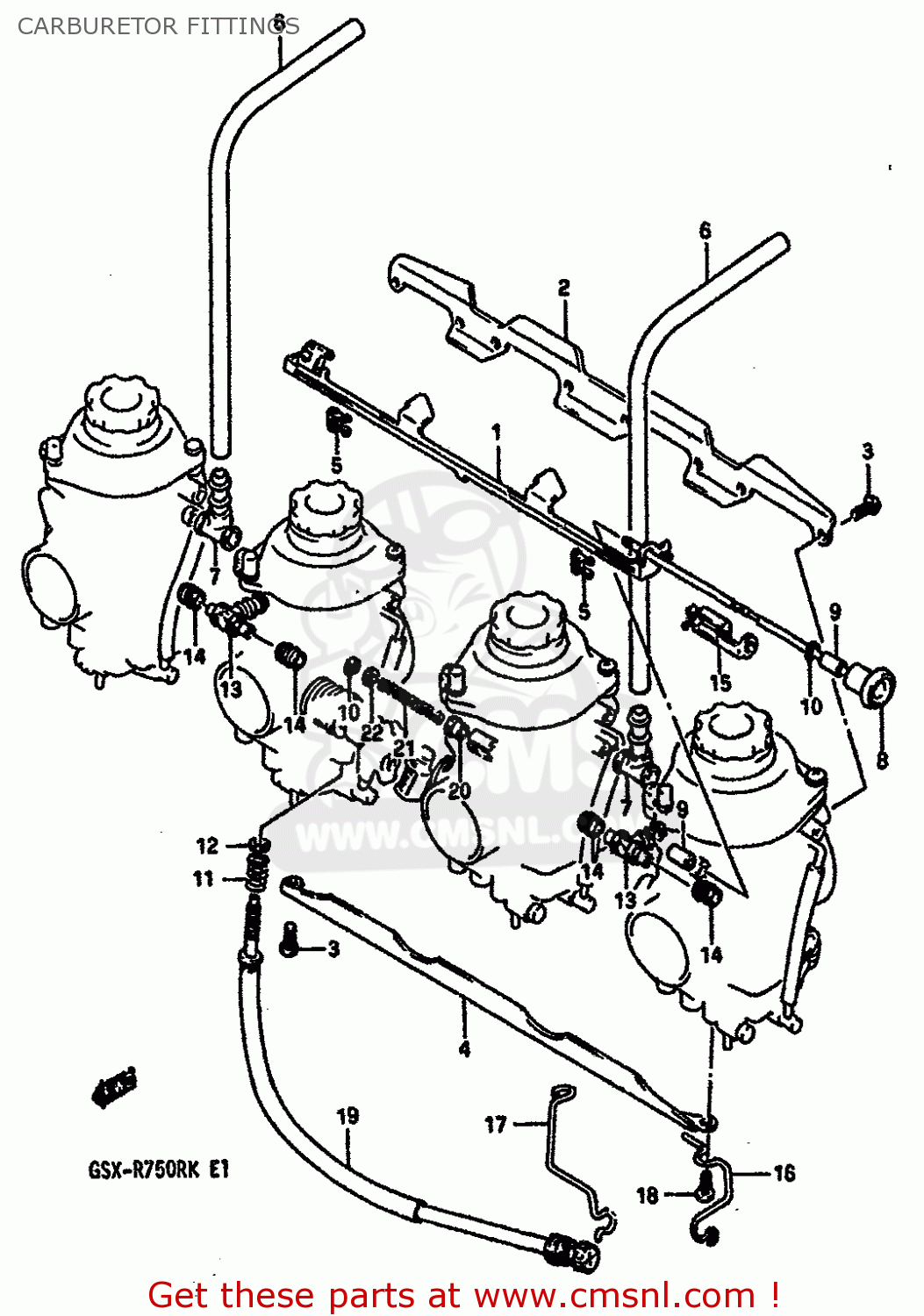 CARBURETOR FITTINGS GSXR750R 1989 (K) (E01 E02 E04 E22)