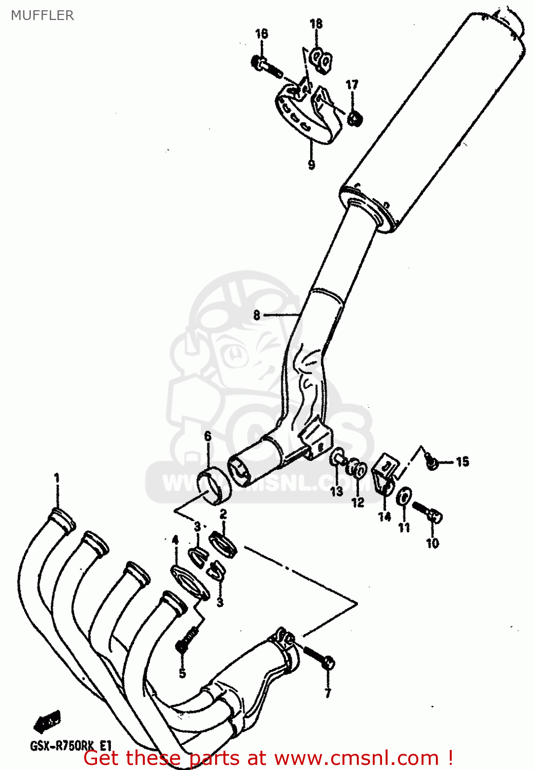 MUFFLER GSXR750R 1989 (K) (E01 E02 E04 E22)
