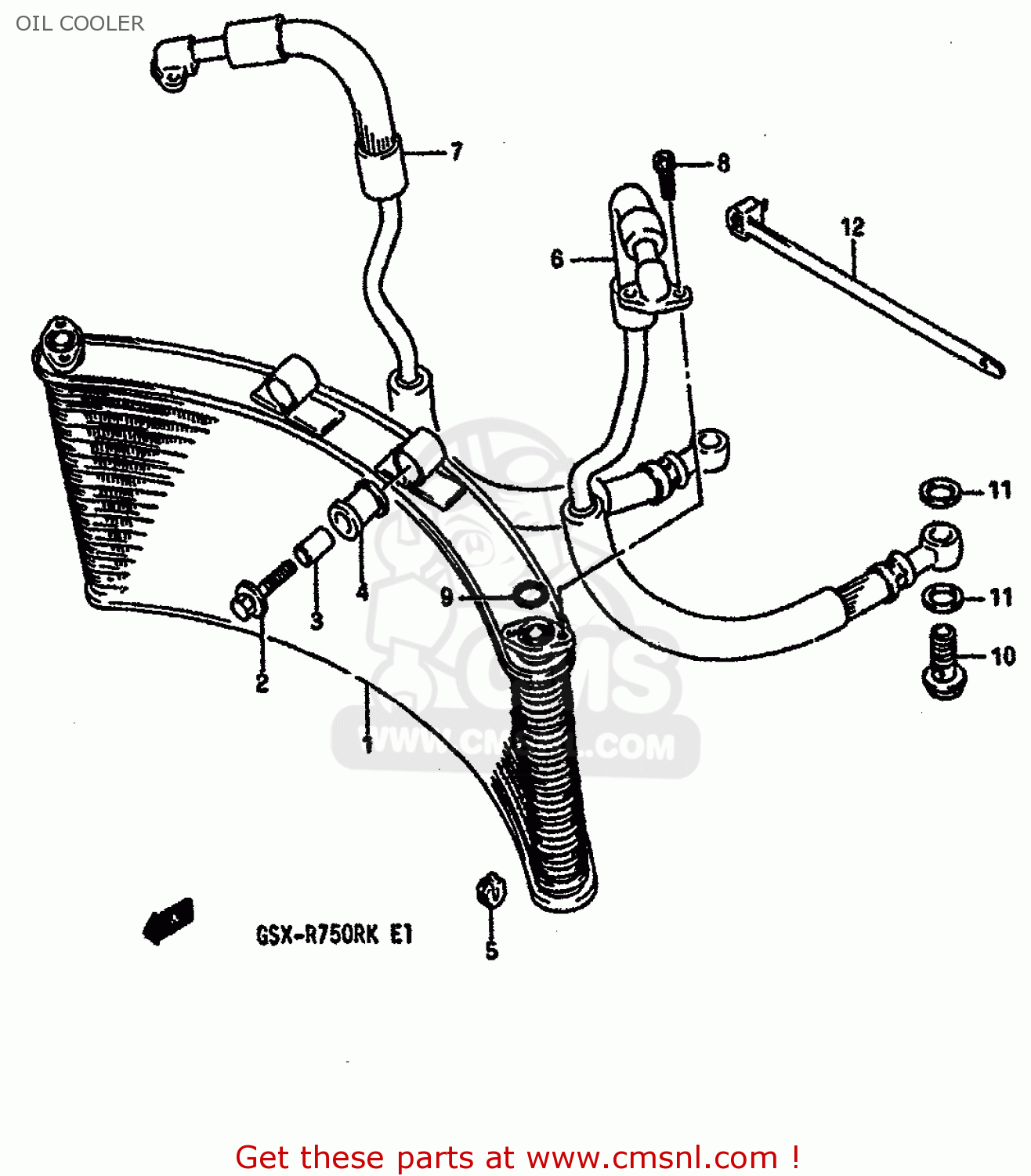 OIL COOLER GSXR750R 1989 (K) (E01 E02 E04 E22)