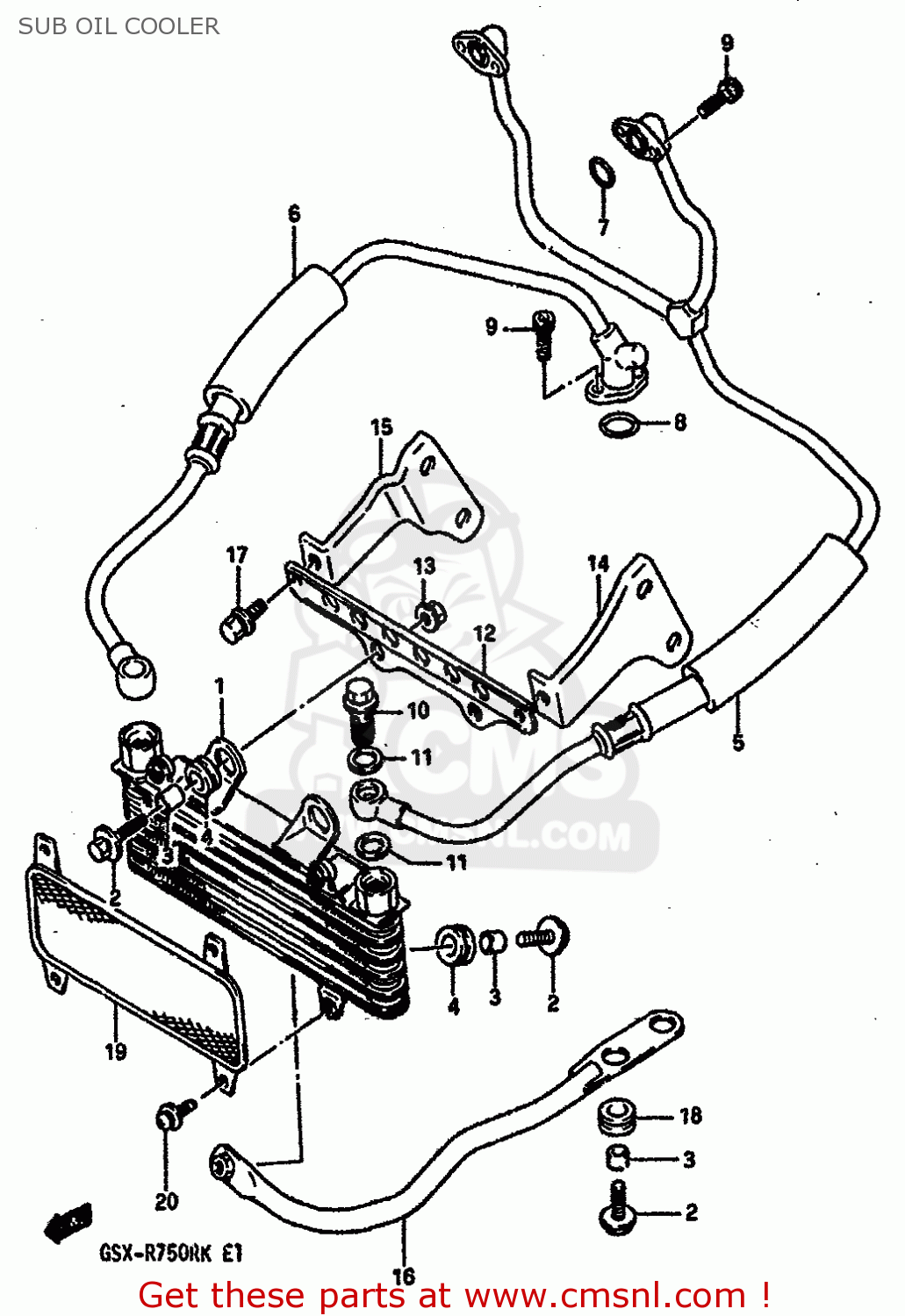 SUB OIL COOLER GSXR750R 1989 (K) (E01 E02 E04 E22)