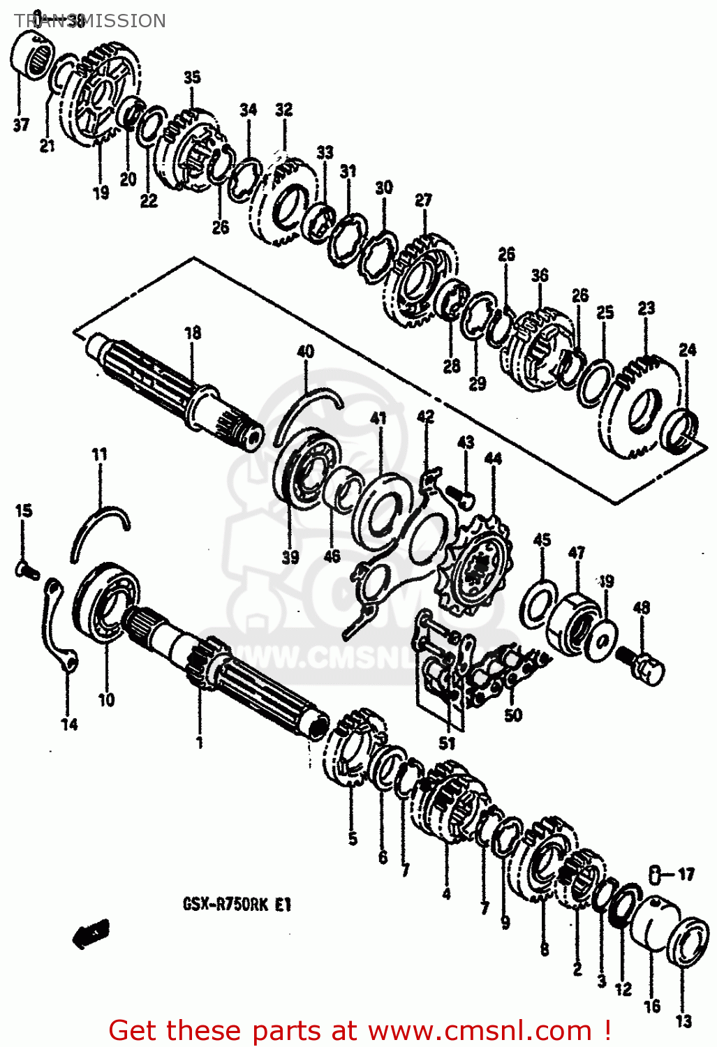 TRANSMISSION GSXR750R 1989 (K) (E01 E02 E04 E22)