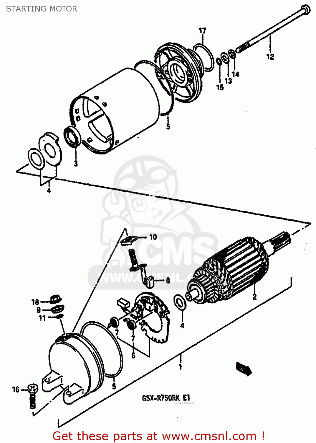 STARTING MOTOR GSXR750R 1989 (K) (E01 E02 E04 E22)