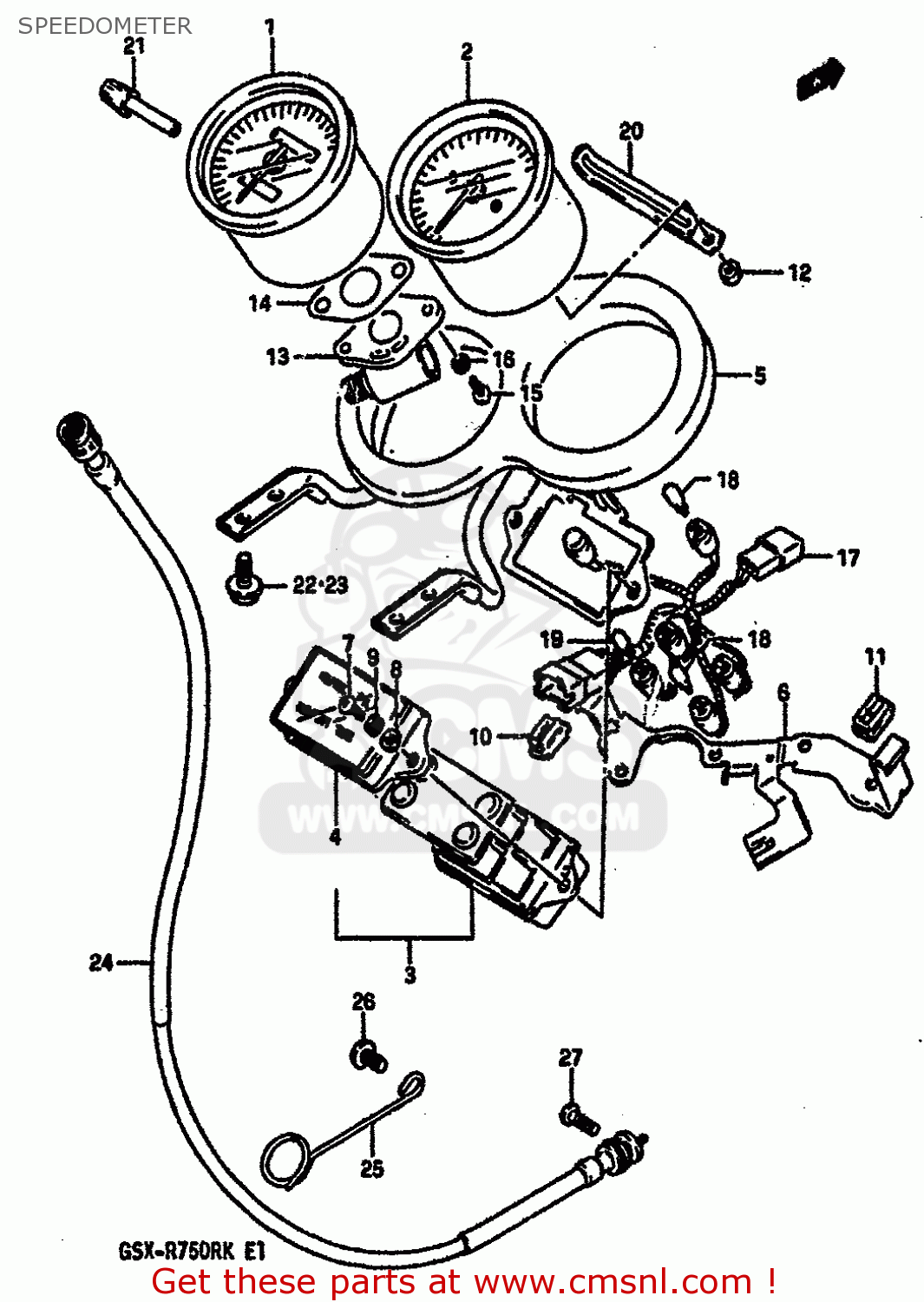 SPEEDOMETER GSXR750R 1989 (K) (E01 E02 E04 E22)