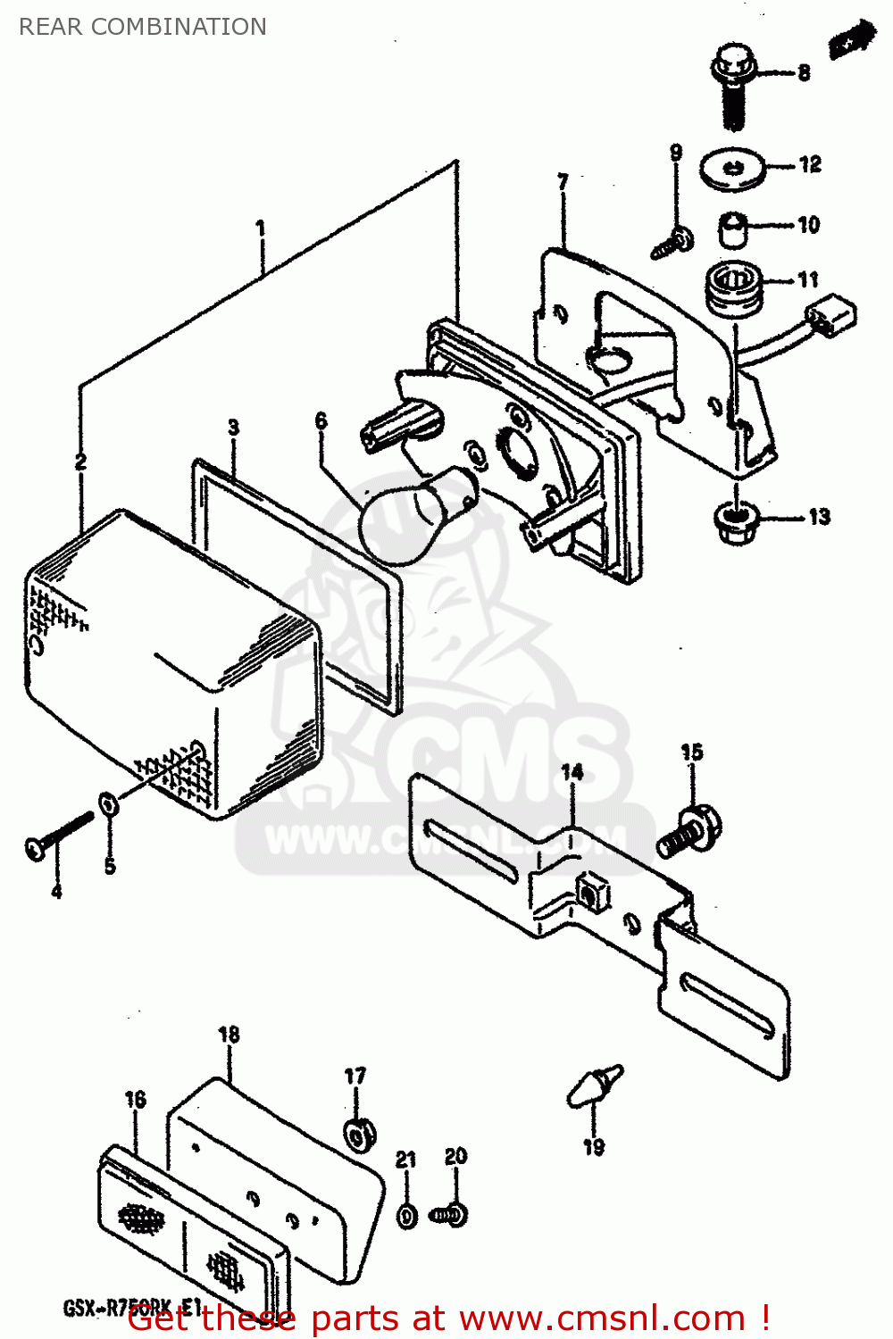 REAR COMBINATION GSXR750R 1989 (K) (E01 E02 E04 E22)