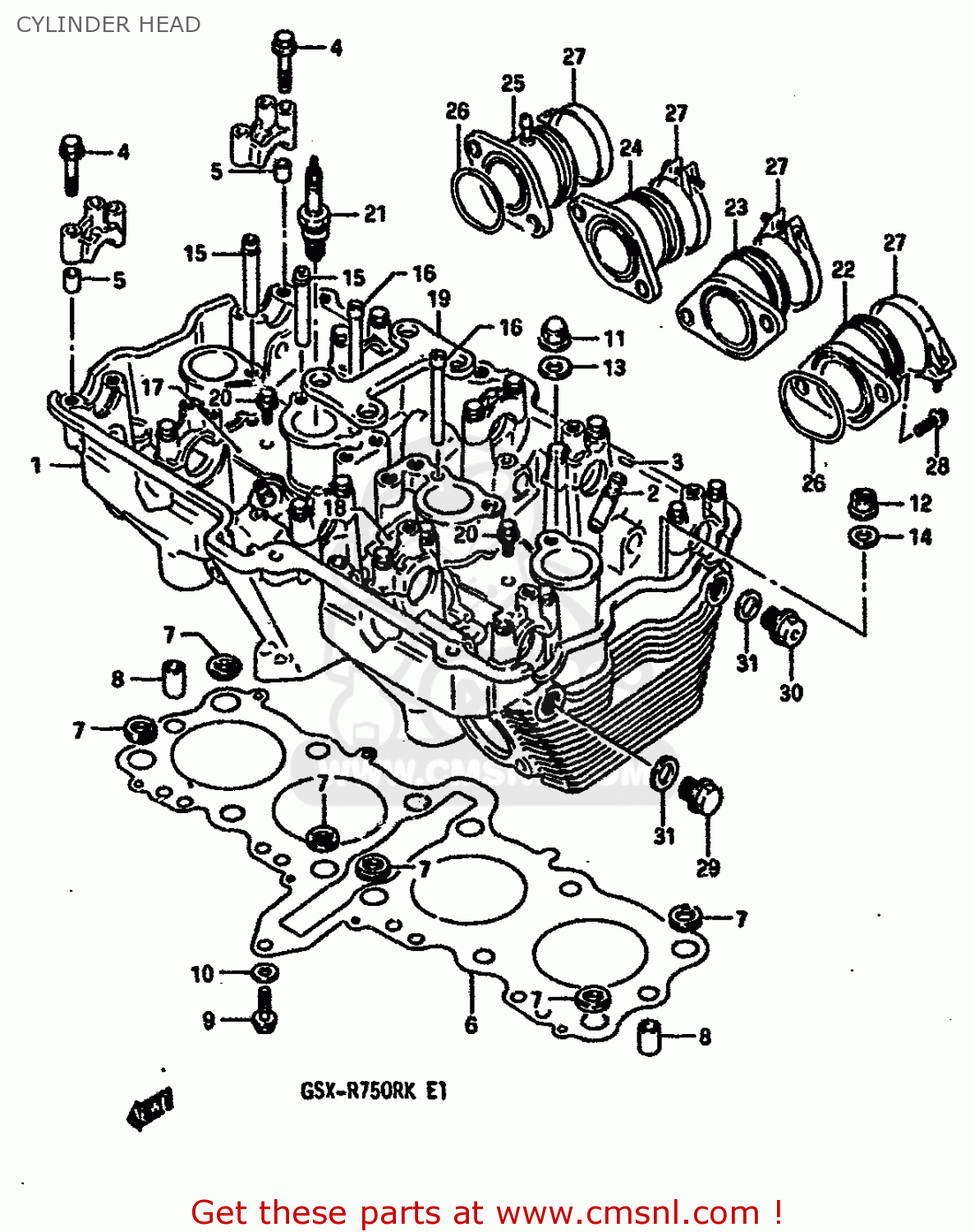 CYLINDER HEAD GSXR750R 1989 (K) (E01 E02 E04 E22)
