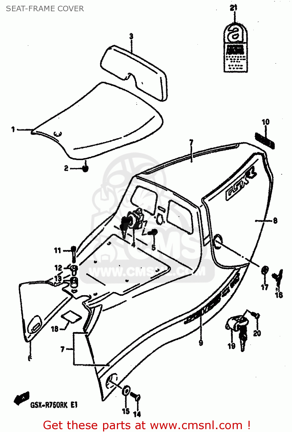 SEAT-FRAME COVER GSXR750R 1989 (K) (E01 E02 E04 E22)