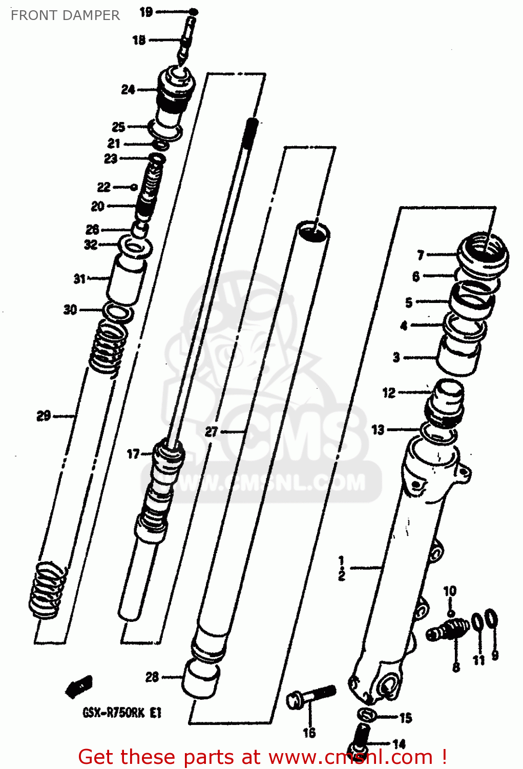 FRONT DAMPER GSXR750R 1989 (K) (E01 E02 E04 E22)