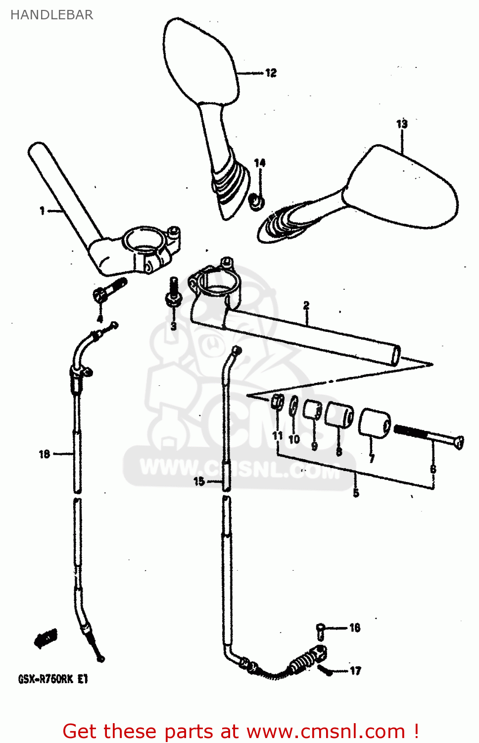 HANDLEBAR GSXR750R 1989 (K) (E01 E02 E04 E22)