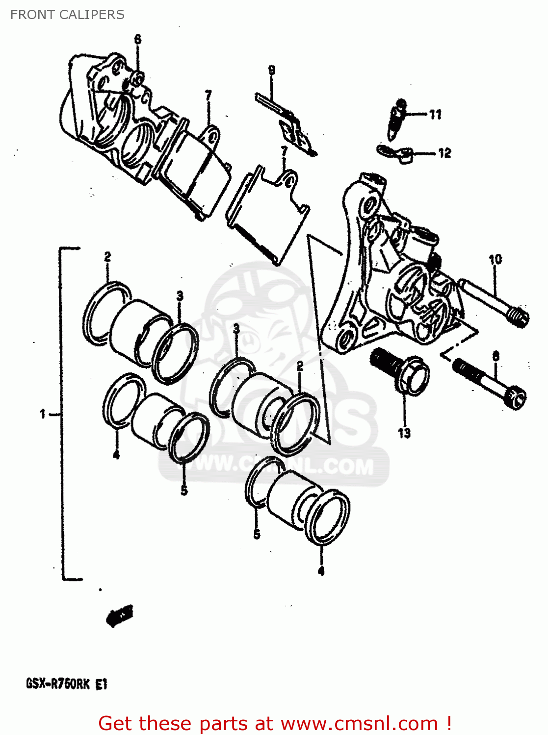 FRONT CALIPERS GSXR750R 1989 (K) (E01 E02 E04 E22)