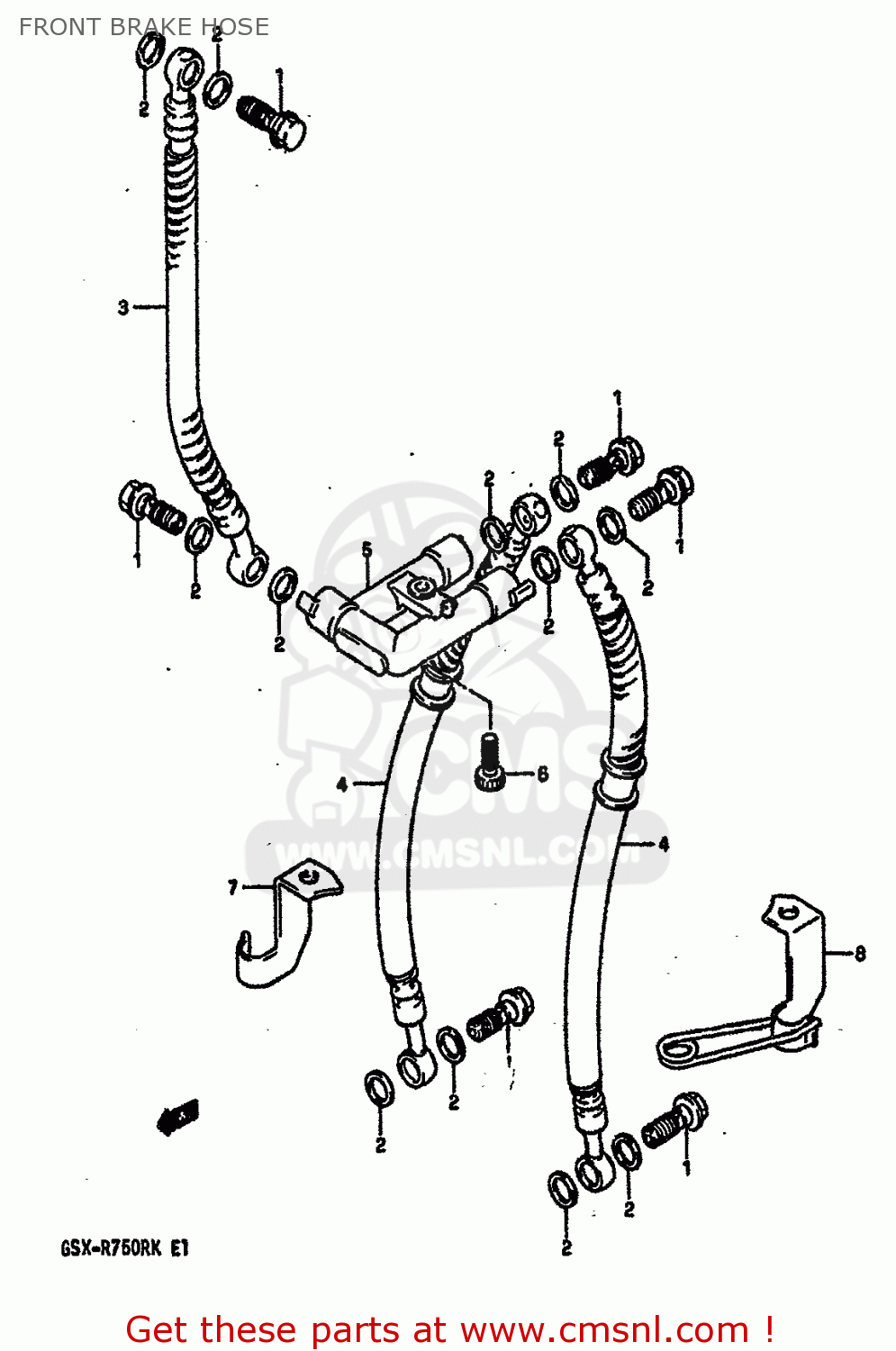 FRONT BRAKE HOSE GSXR750R 1989 (K) (E01 E02 E04 E22)