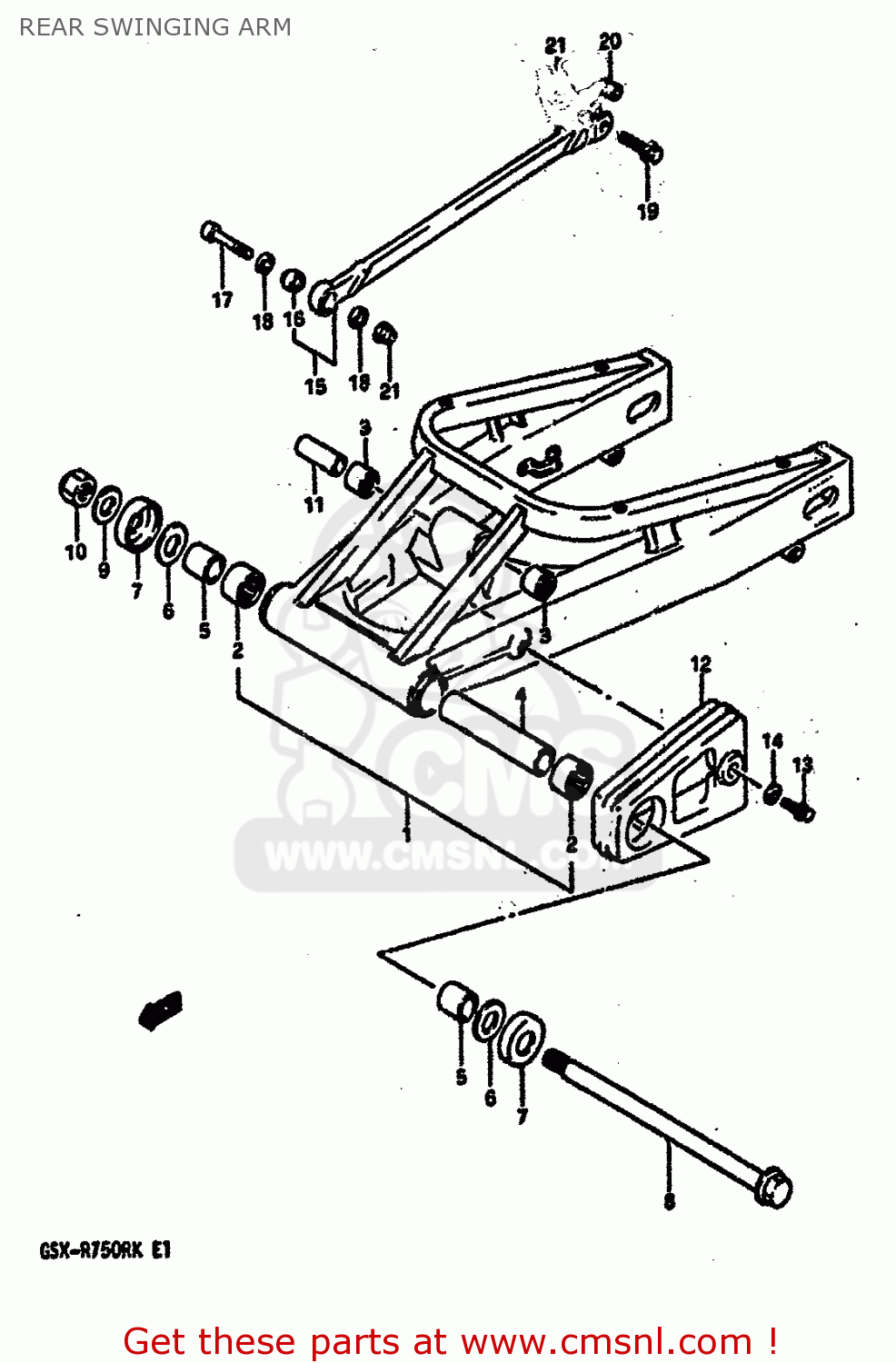 REAR SWINGING ARM GSXR750R 1989 (K) (E01 E02 E04 E22)