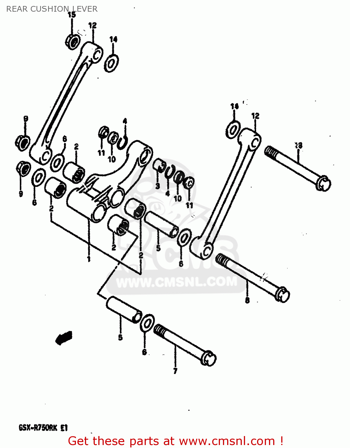 REAR CUSHION LEVER GSXR750R 1989 (K) (E01 E02 E04 E22)