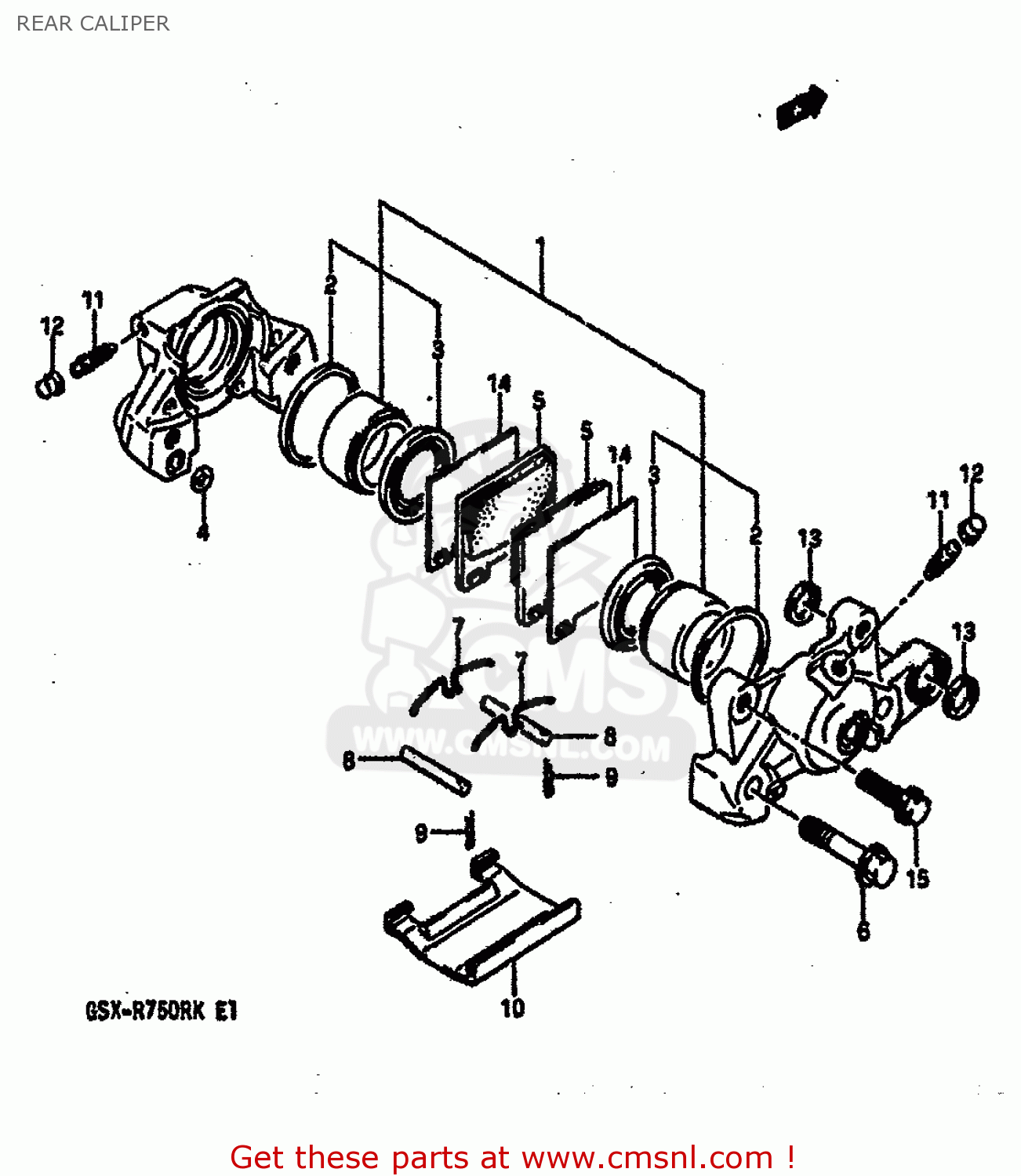 REAR CALIPER GSXR750R 1989 (K) (E01 E02 E04 E22)