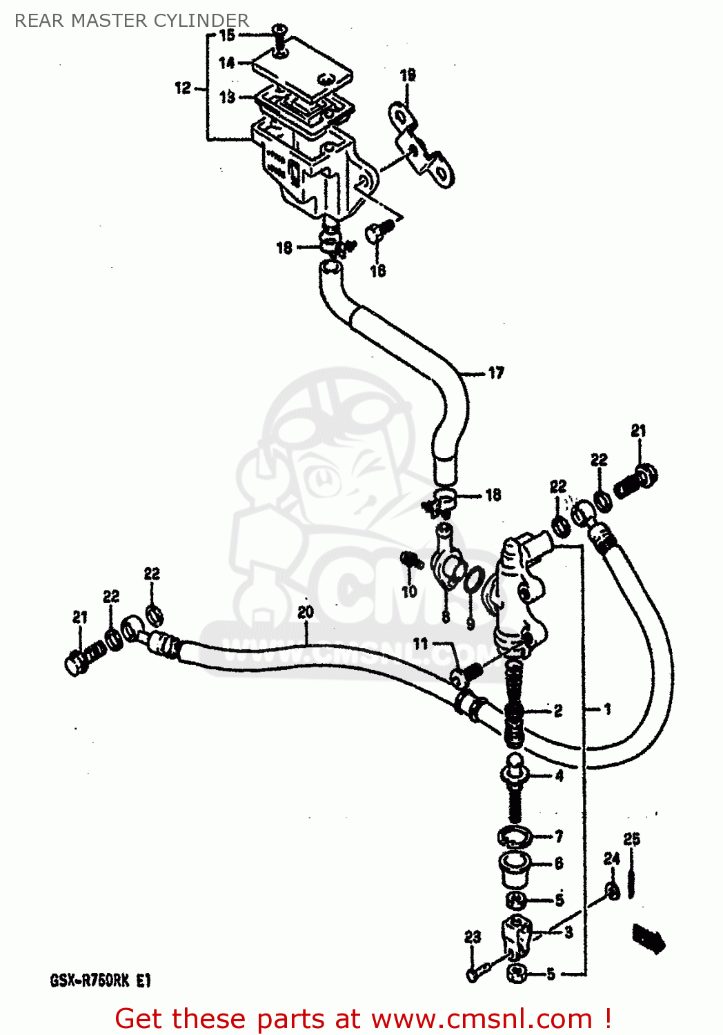 REAR MASTER CYLINDER GSXR750R 1989 (K) (E01 E02 E04 E22)