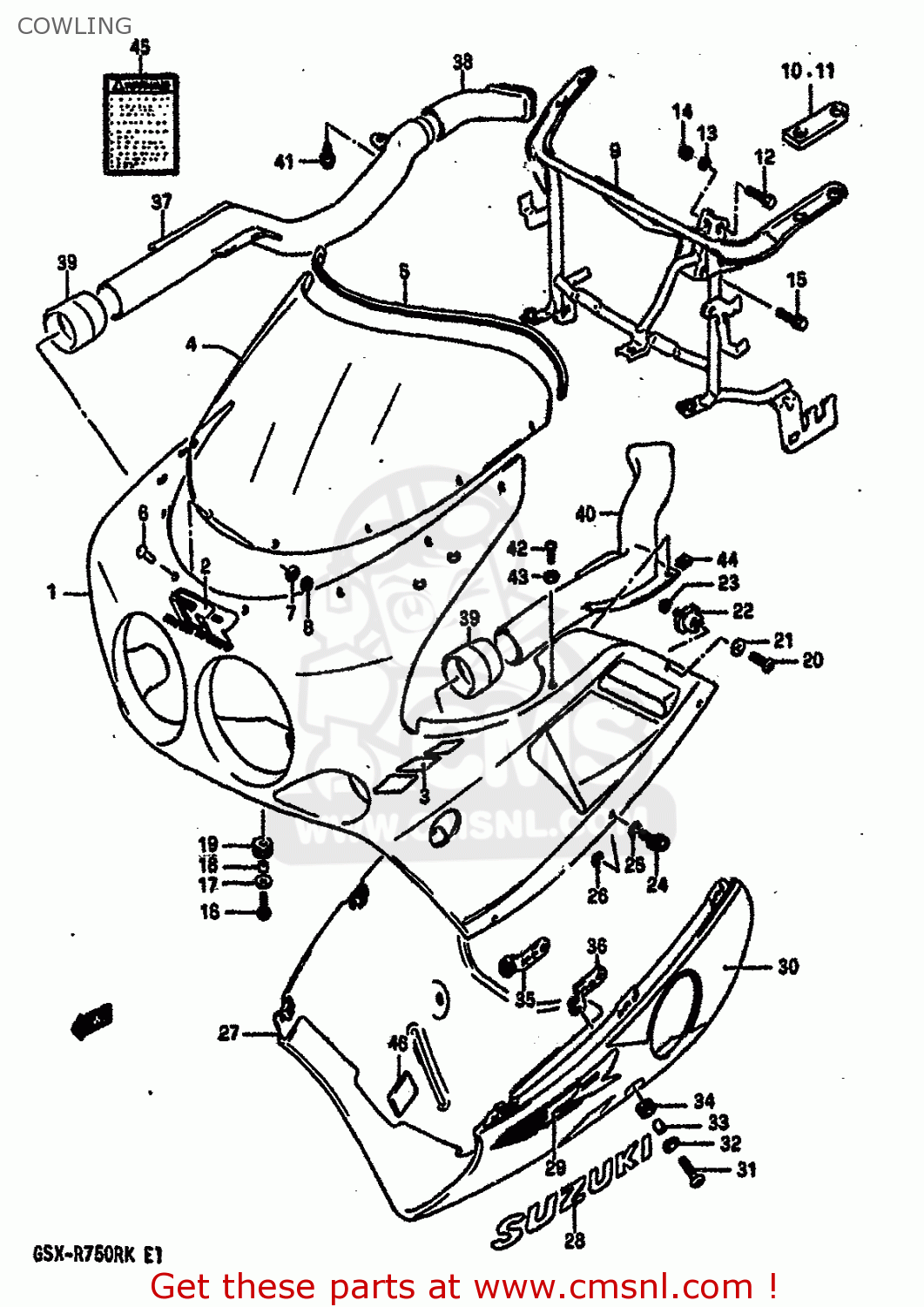 COWLING GSXR750R 1989 (K) (E01 E02 E04 E22)