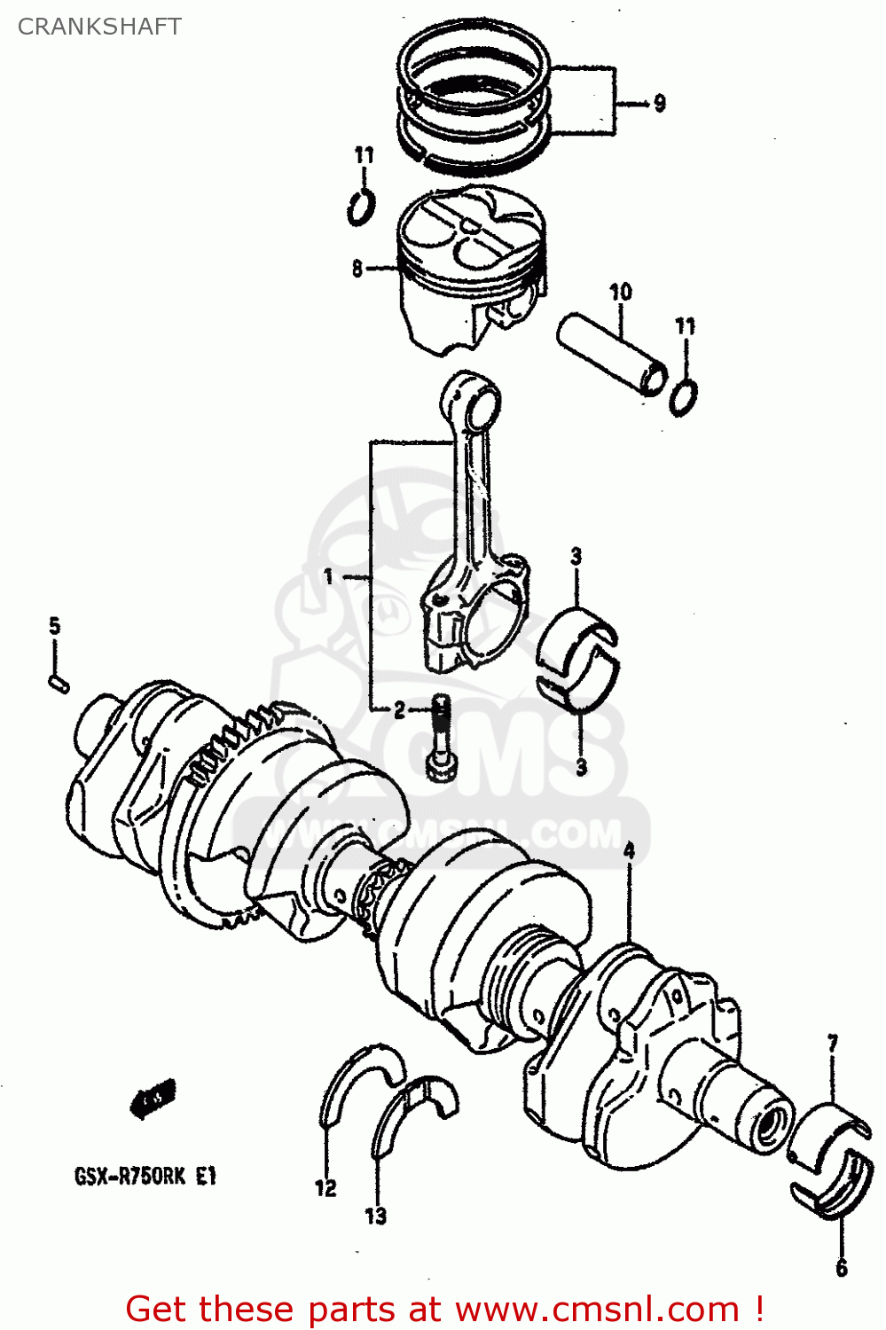 CRANKSHAFT GSXR750R 1989 (K) (E01 E02 E04 E22)