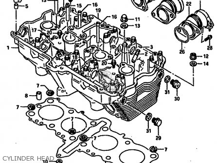 CYLINDER HEAD - GSXR750R 1989 (K) (E01 E02 E04 E22)