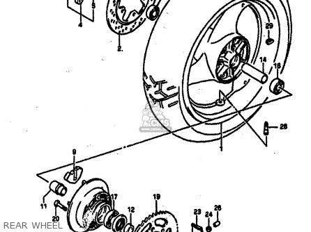 REAR WHEEL - GSXR750R 1989 (K) (E01 E02 E04 E22)