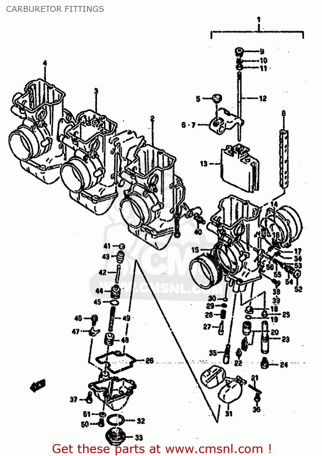 CARBURETOR FITTINGS GSXR750SP 1994 (R) FRANCE GERMANY (E04 E22)