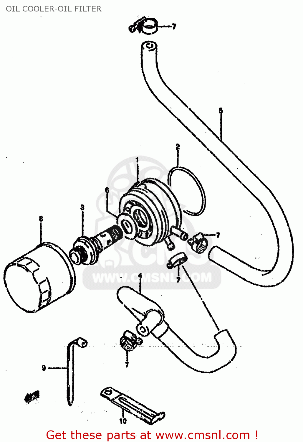 OIL COOLER-OIL FILTER GSXR750SP 1994 (R) FRANCE GERMANY (E04 E22)