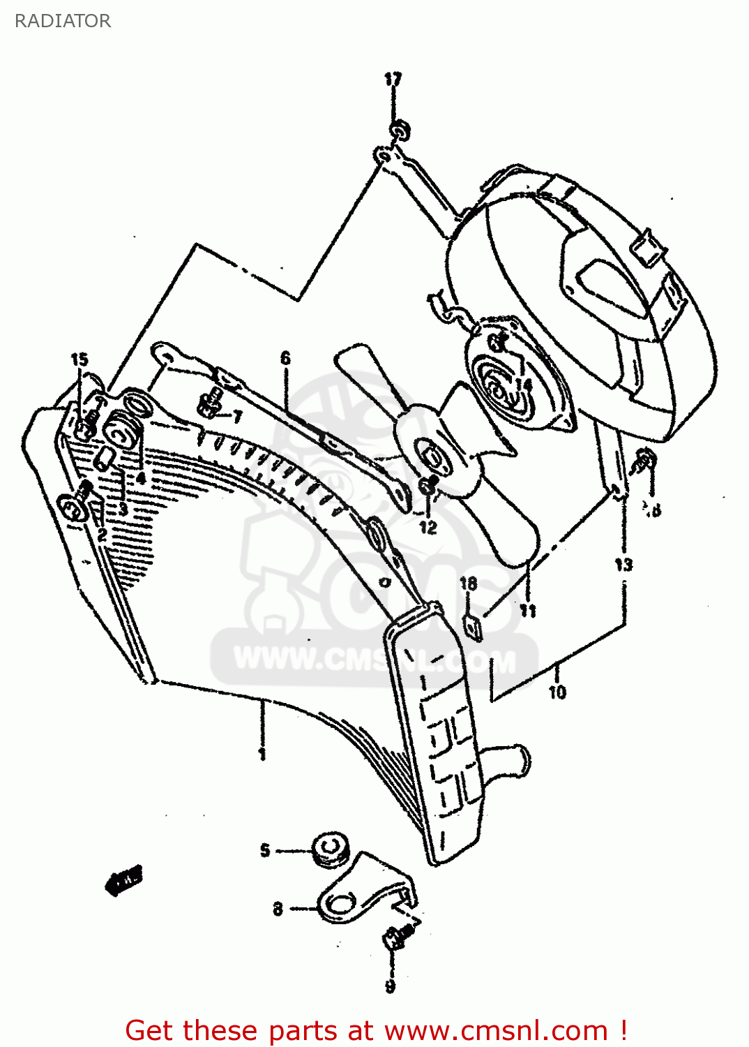 RADIATOR GSXR750SP 1994 (R) FRANCE GERMANY (E04 E22)