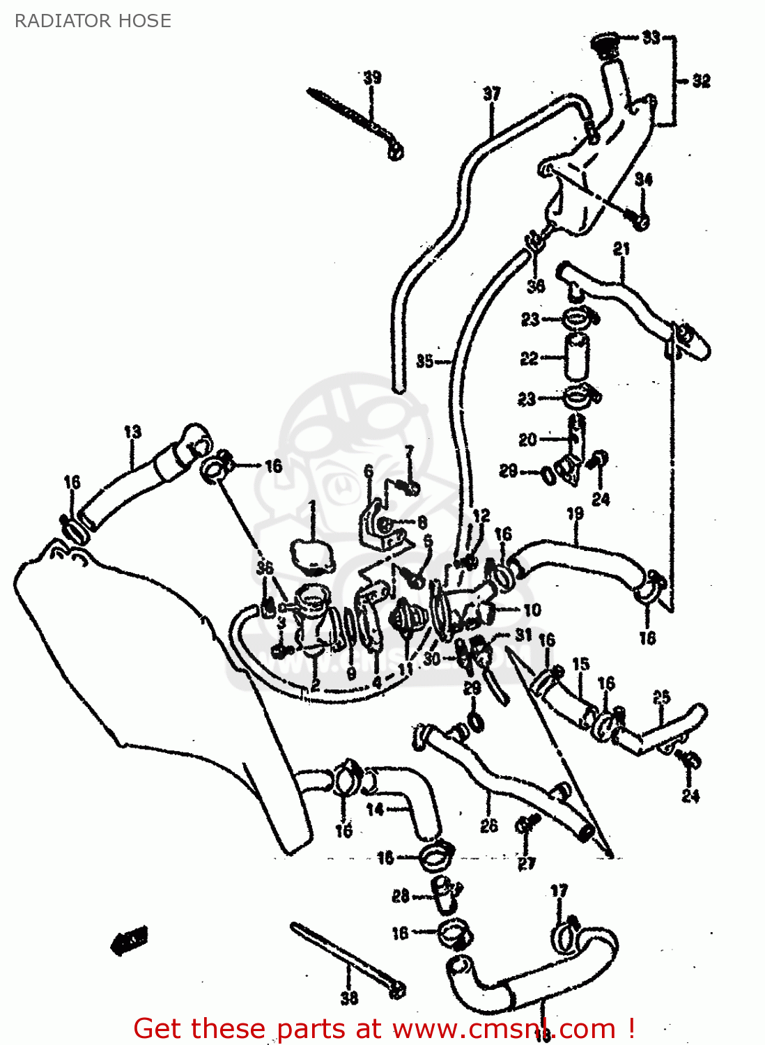 RADIATOR HOSE GSXR750SP 1994 (R) FRANCE GERMANY (E04 E22)