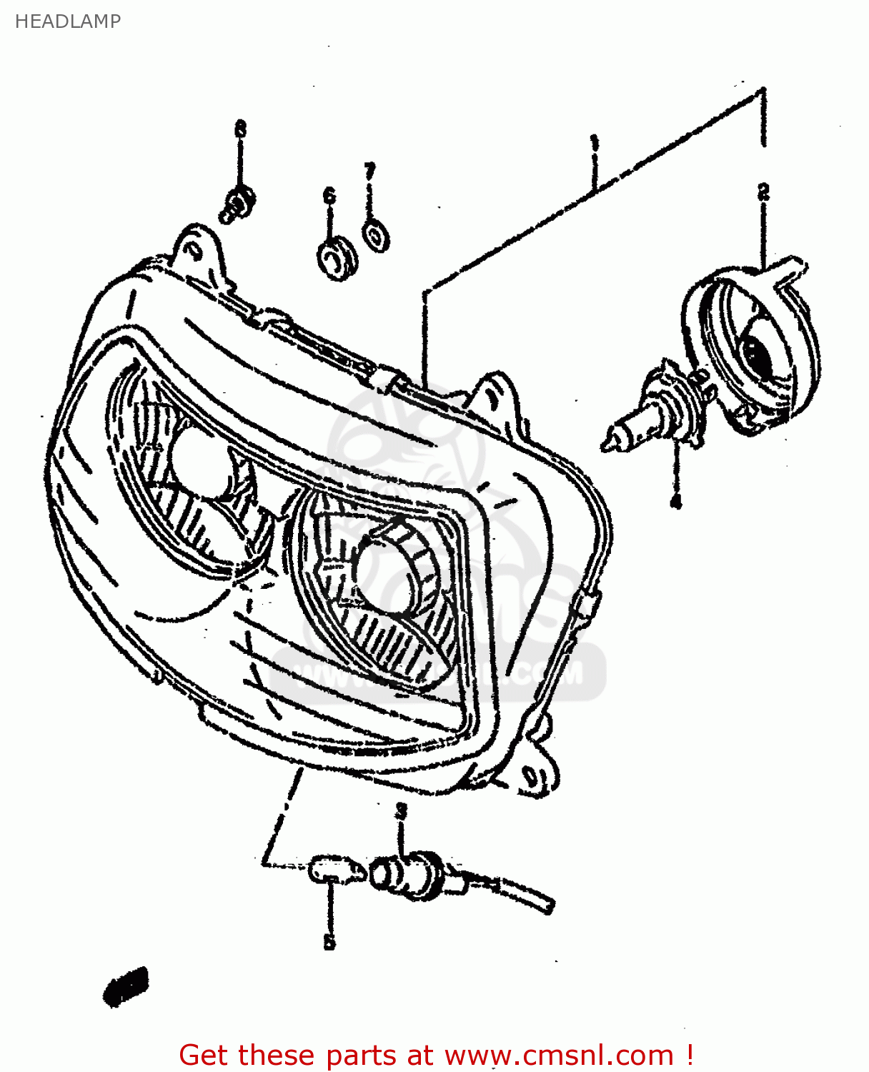 HEADLAMP GSXR750SP 1994 (R) FRANCE GERMANY (E04 E22)