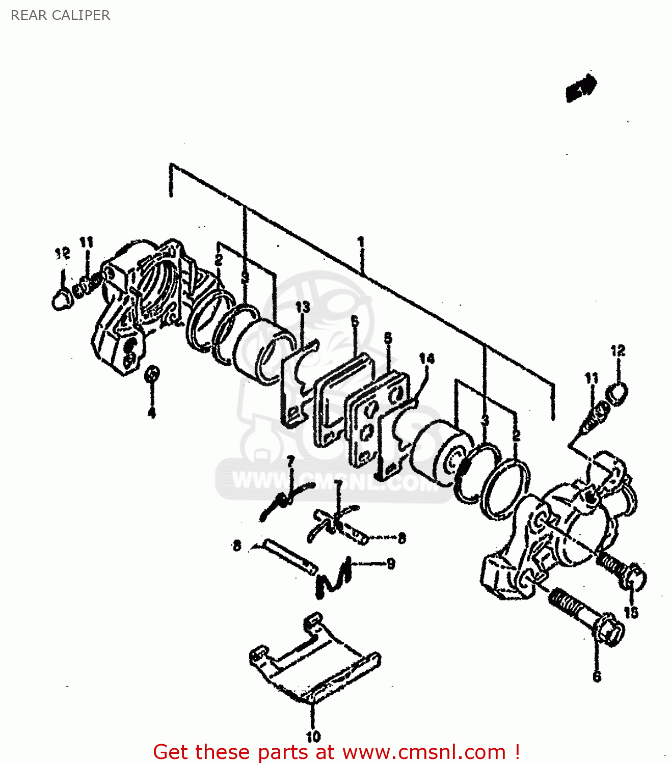 REAR CALIPER GSXR750SP 1994 (R) FRANCE GERMANY (E04 E22)