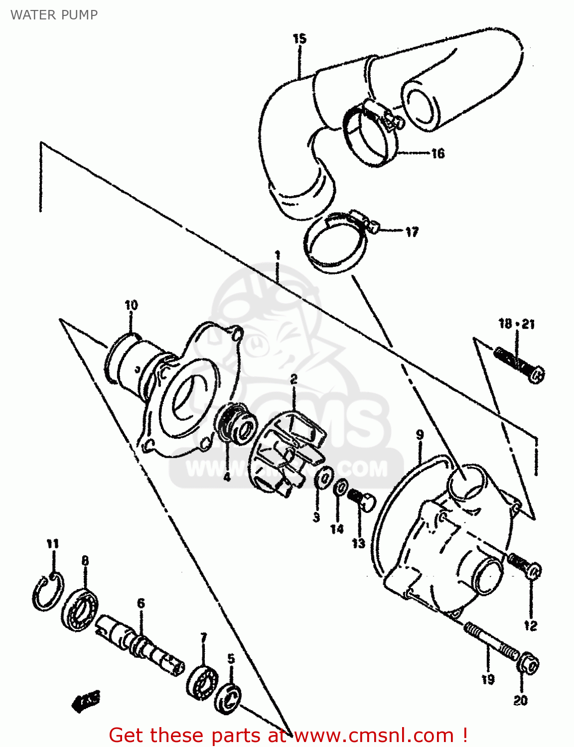 WATER PUMP GSXR750W 1992 (N) (E01 E02 04 15 17 18 21 22 24 25 34 39 53)