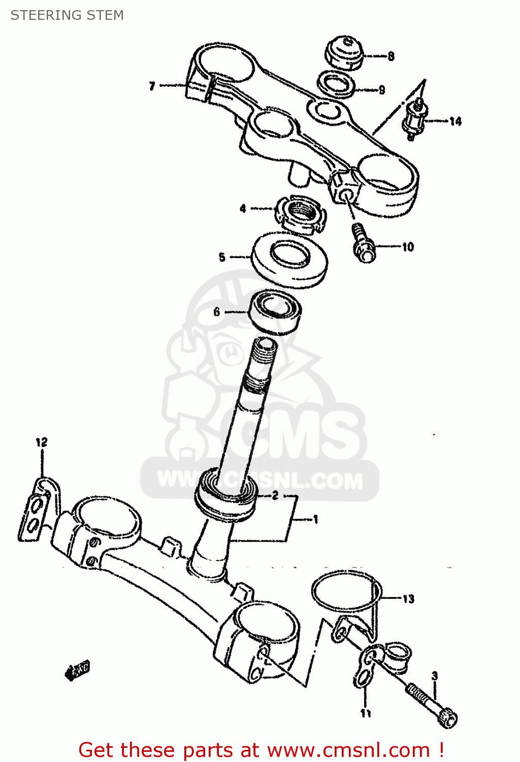 STEERING STEM GSXR750W 1992 (N) (E01 E02 04 15 17 18 21 22 24 25 34 39 53)