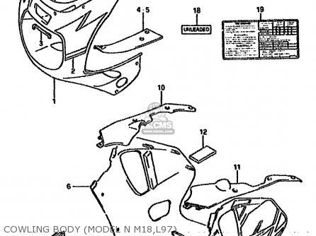 COWLING BODY (MODEL N M18,L97) - GSXR750W 1992 (N) (E01 E02 04 15 17 18 21 22 24 25 34 39 53)