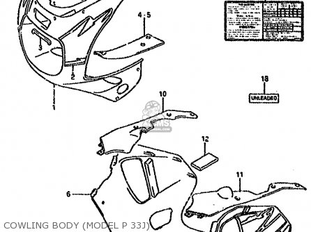 COWLING BODY (MODEL P 33J) - GSXR750W 1992 (N) (E01 E02 04 15 17 18 21 22 24 25 34 39 53)