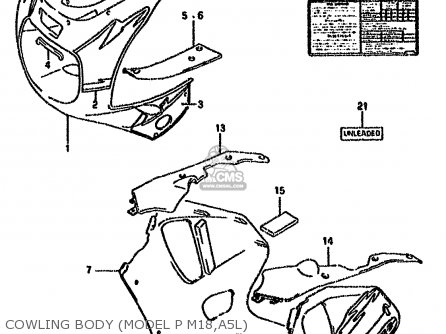 COWLING BODY (MODEL P M18,A5L) - GSXR750W 1992 (N) (E01 E02 04 15 17 18 21 22 24 25 34 39 53)