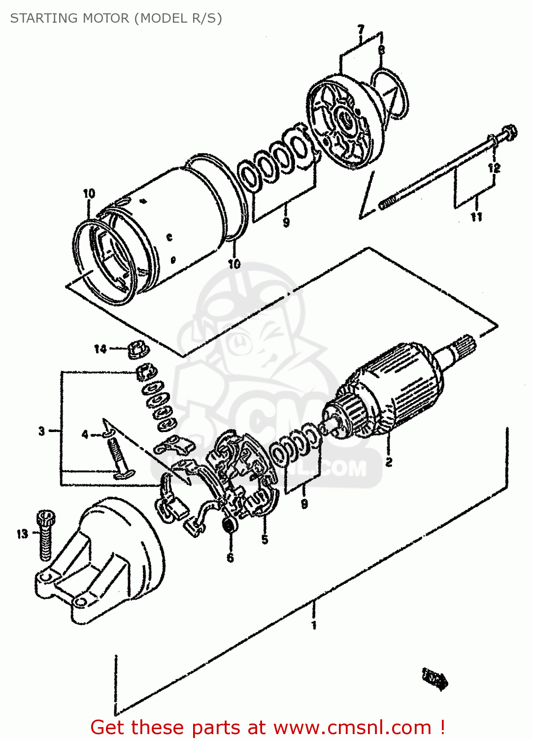 STARTING MOTOR (MODEL R/S) GSXR750W 1993 (P) (E01 E02 04 15 17 18 21 22 24 25 34 39 53)