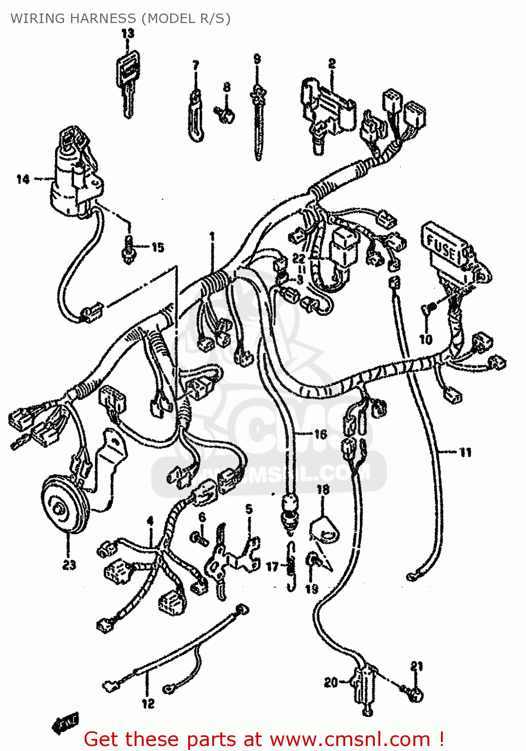 WIRING HARNESS (MODEL R/S) GSXR750W 1993 (P) (E01 E02 04 15 17 18 21 22 24 25 34 39 53)