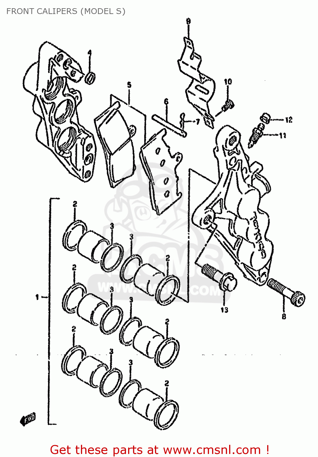 FRONT CALIPERS (MODEL S) GSXR750W 1993 (P) (E01 E02 04 15 17 18 21 22 24 25 34 39 53)